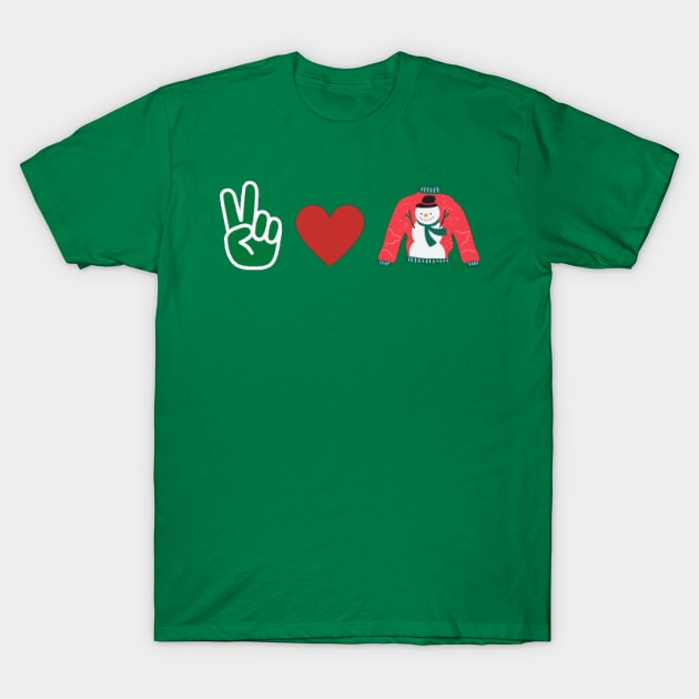 Peace love and Christmas T-Shirt by houdasagna